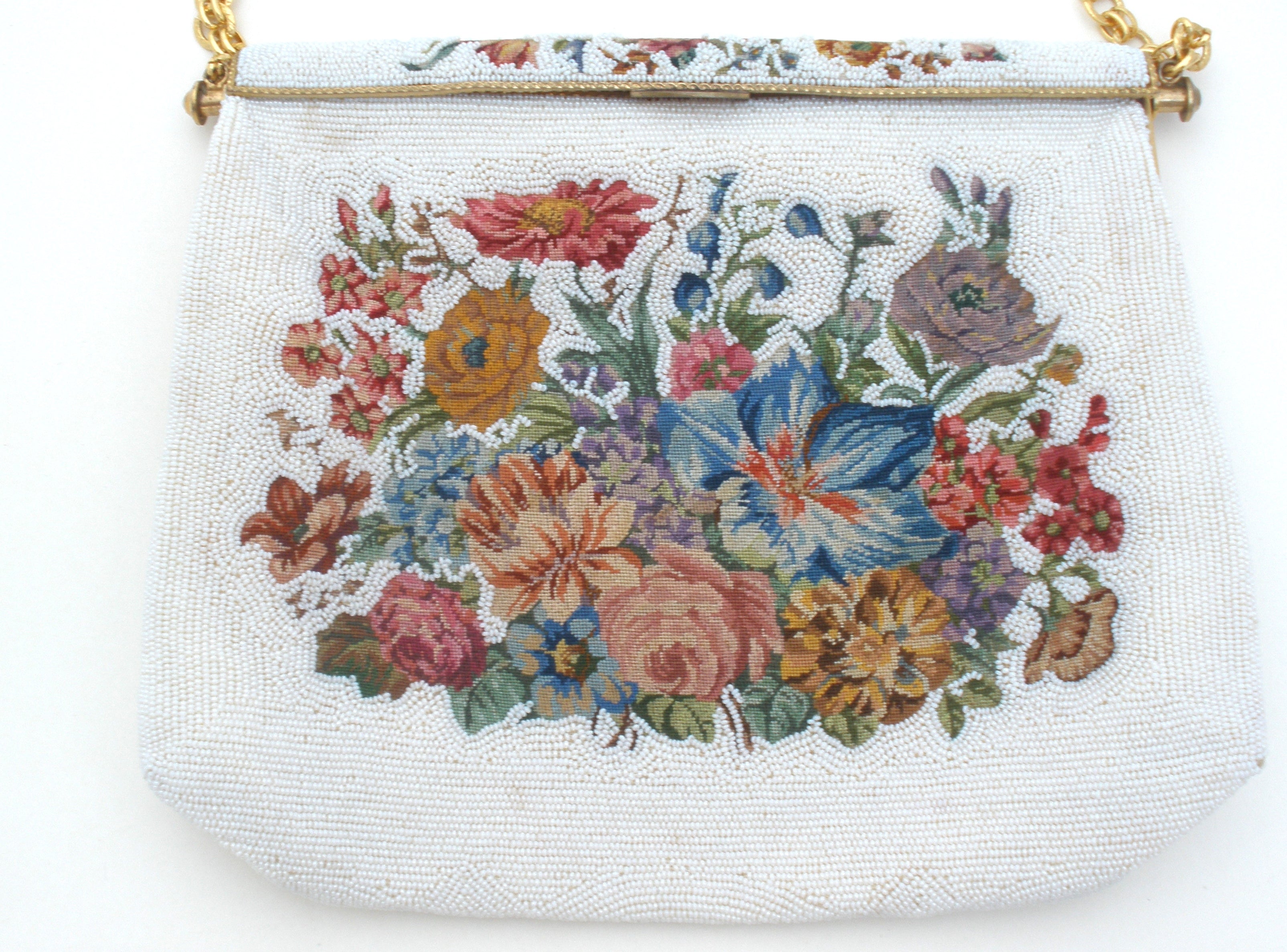 Vintage Beaded & Needlepoint Floral Purse France – The Jewelry